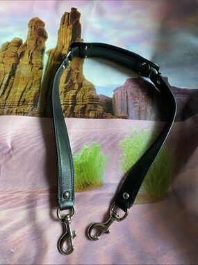 Coach Black Leather Detachable Shoulder Strap with Silver Hardware.